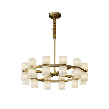 Royelux Modern Brass Alabaster Chandelier | Luxury LED Ring Pendant Light-Royale Basic