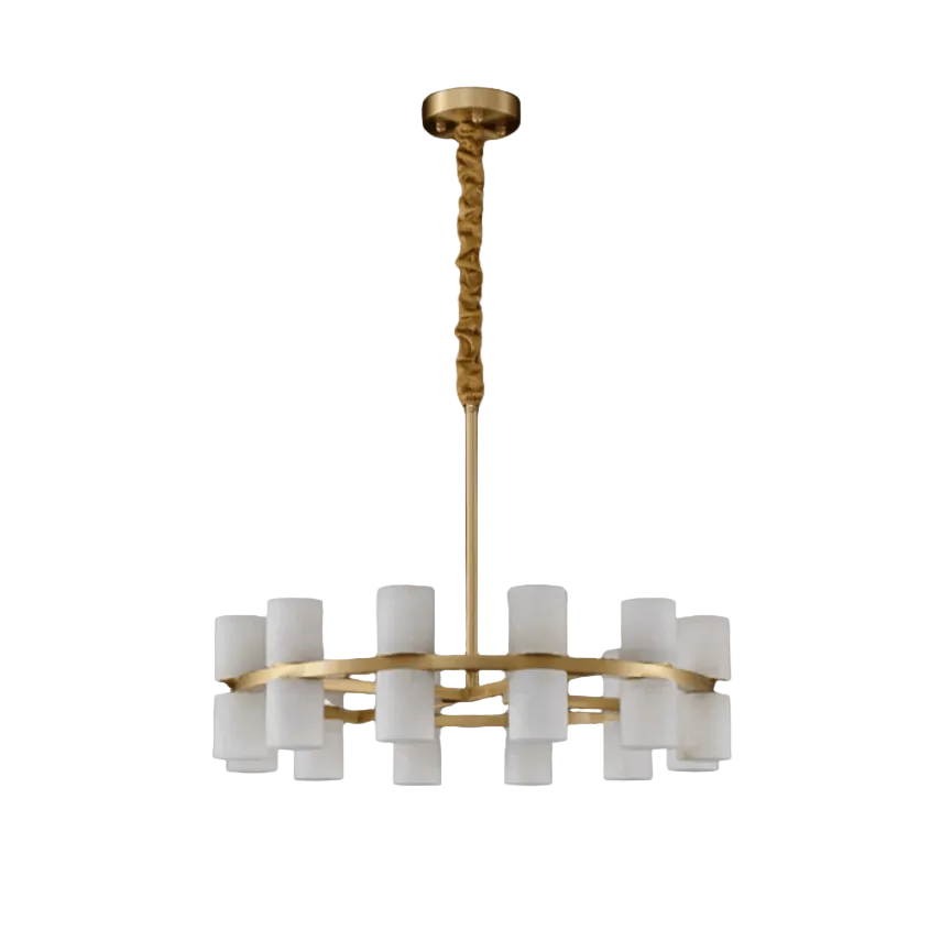 Royelux Modern Brass Alabaster Chandelier | Luxury LED Ring Pendant Light-Royale Basic