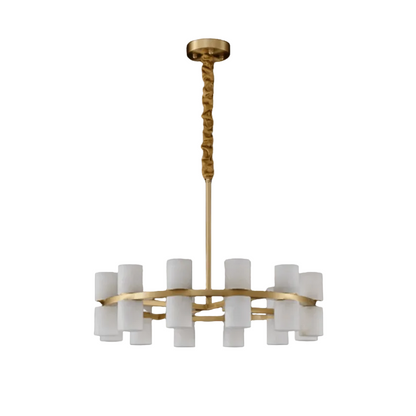 Royelux Modern Brass Alabaster Chandelier | Luxury LED Ring Pendant Light-Royale Basic