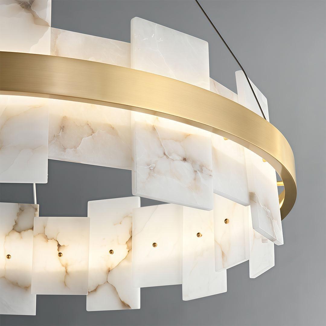 Royelux Modern Brass Chandelier with Natural Alabaster Shade - Modern Luxury Light-Royale Basic