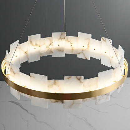 Royelux Modern Brass Chandelier with Natural Alabaster Shade - Modern Luxury Light-Royale Basic