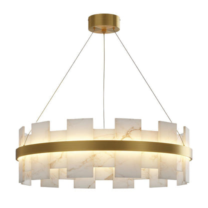 Royelux Modern Brass Chandelier with Natural Alabaster Shade - Modern Luxury Light-Royale Basic