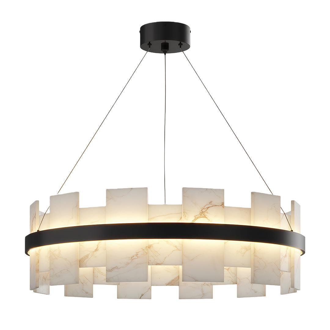 Royelux Modern Brass Chandelier with Natural Alabaster Shade - Modern Luxury Light-Royale Basic