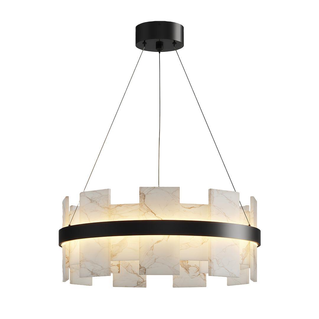 Royelux Modern Brass Chandelier with Natural Alabaster Shade - Modern Luxury Light-Royale Basic