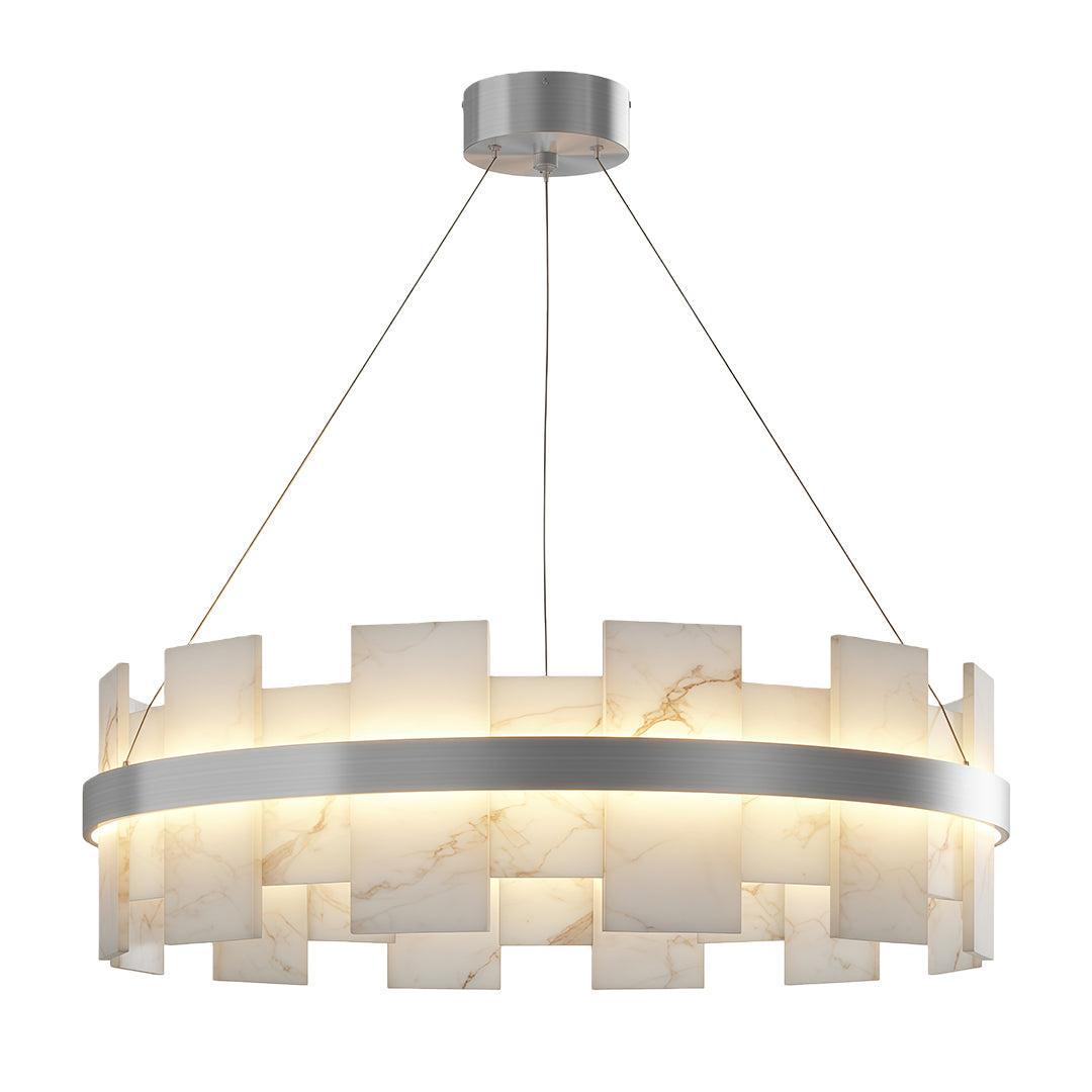 Royelux Modern Brass Chandelier with Natural Alabaster Shade - Modern Luxury Light-Royale Basic