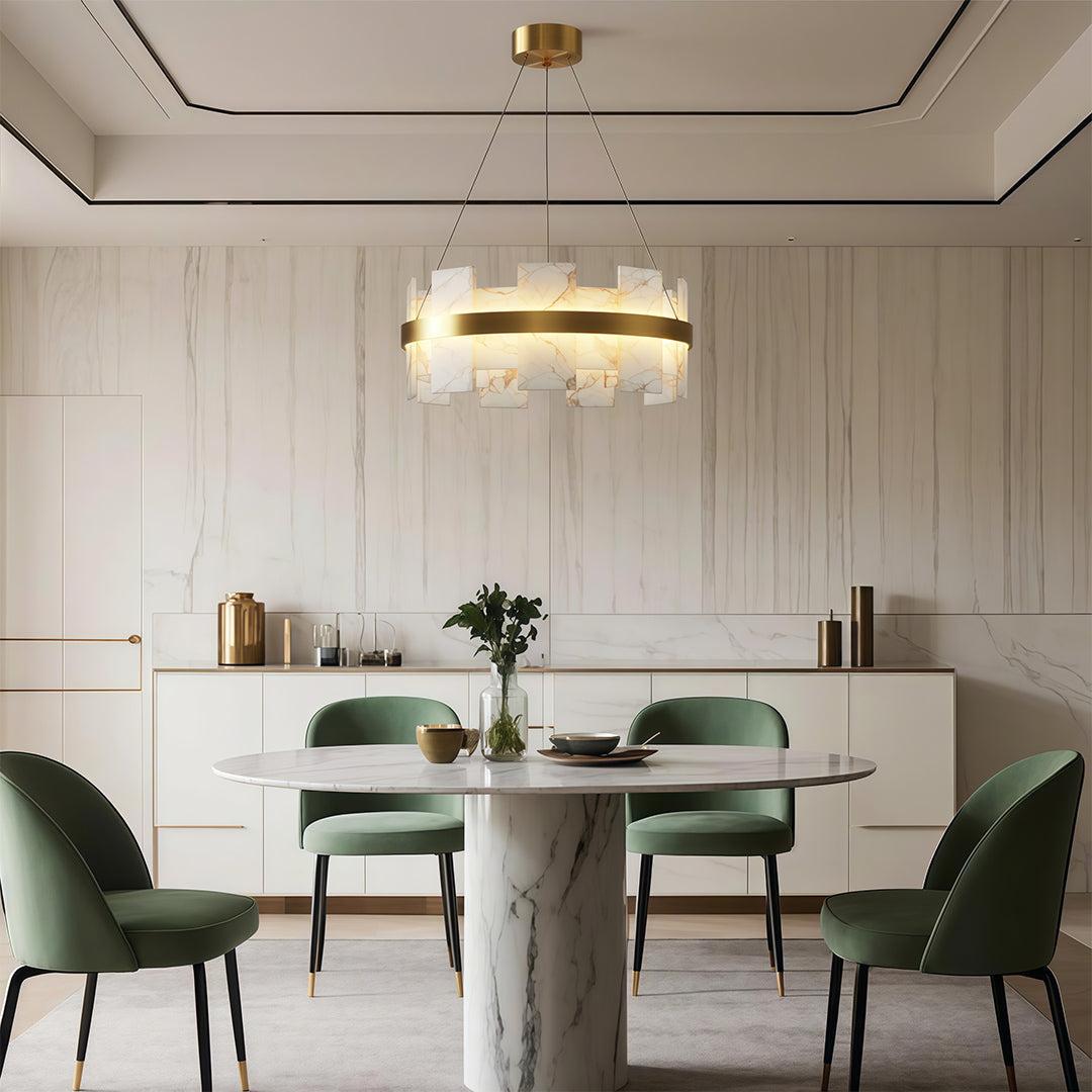 Royelux Modern Brass Chandelier with Natural Alabaster Shade - Modern Luxury Light-Royale Basic
