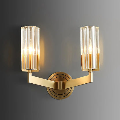 Royelux Modern Brass Wall Sconce Glass Cylinder Bedside Light Fixture - Royale Basic