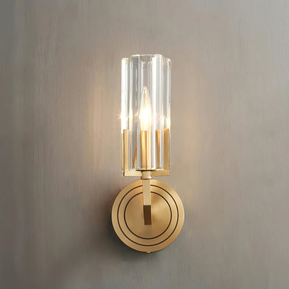Royelux Modern Brass Wall Sconce Glass Cylinder Bedside Light Fixture - Royale Basic
