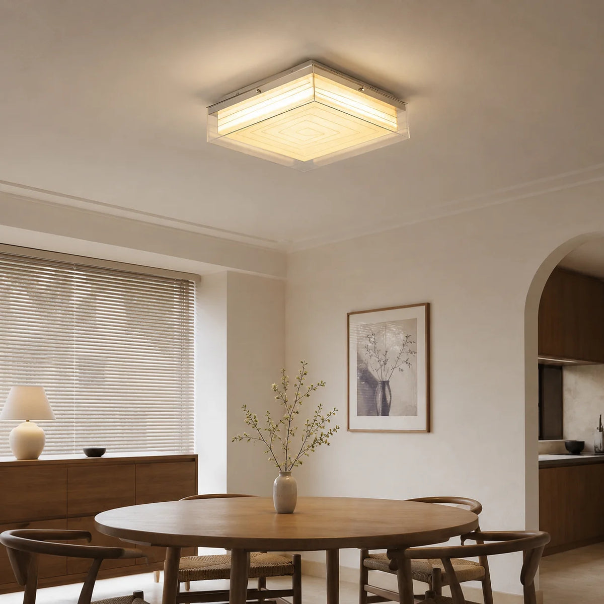 Royelux Modern Glass Cube Flush Mount Ceiling Light Fixture - Royale Basic