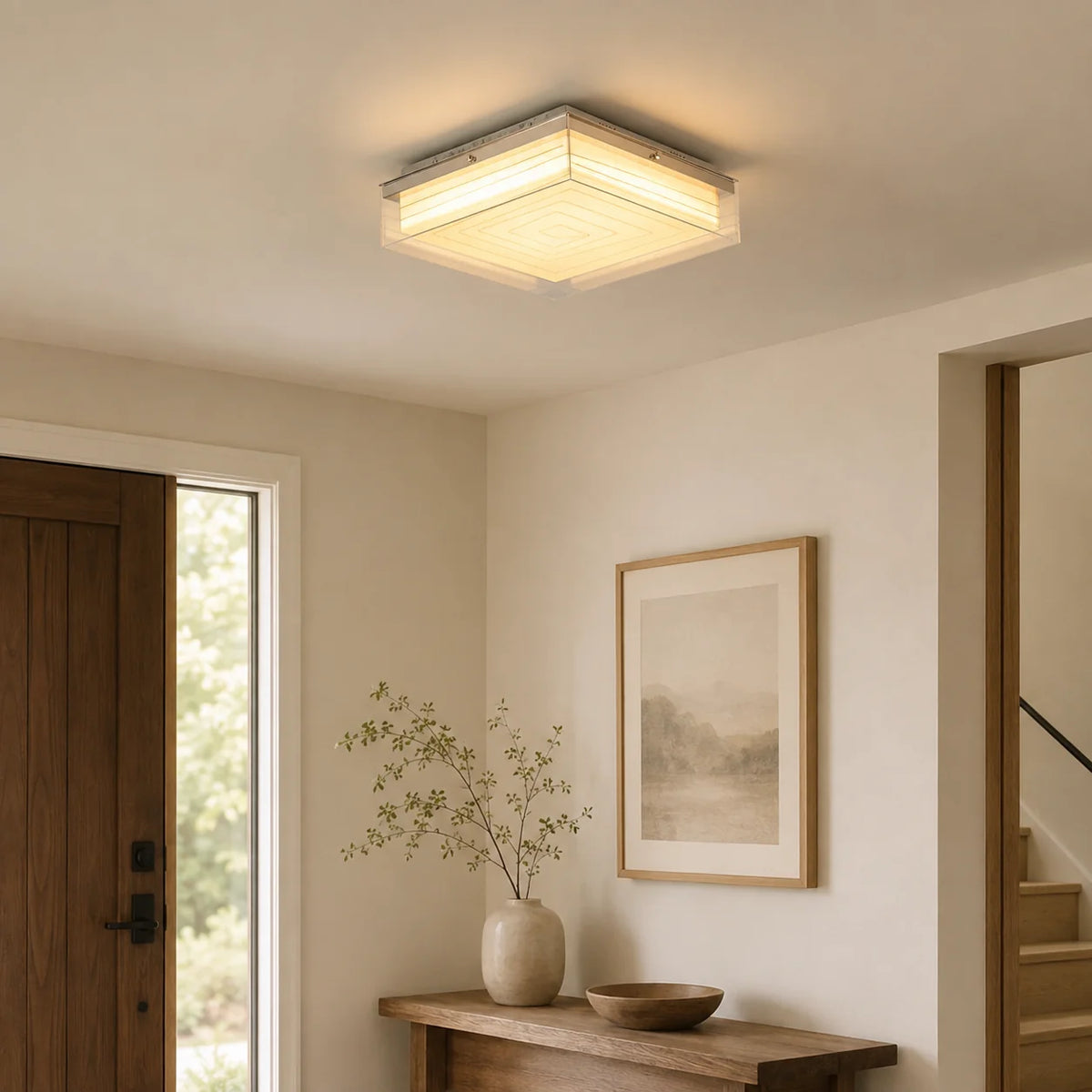Royelux Modern Glass Cube Flush Mount Ceiling Light Fixture - Royale Basic