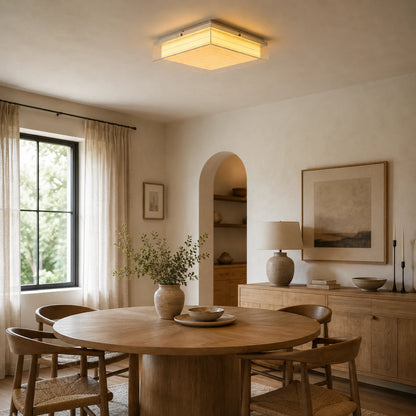 Royelux Modern Glass Cube Flush Mount Ceiling Light Fixture - Royale Basic