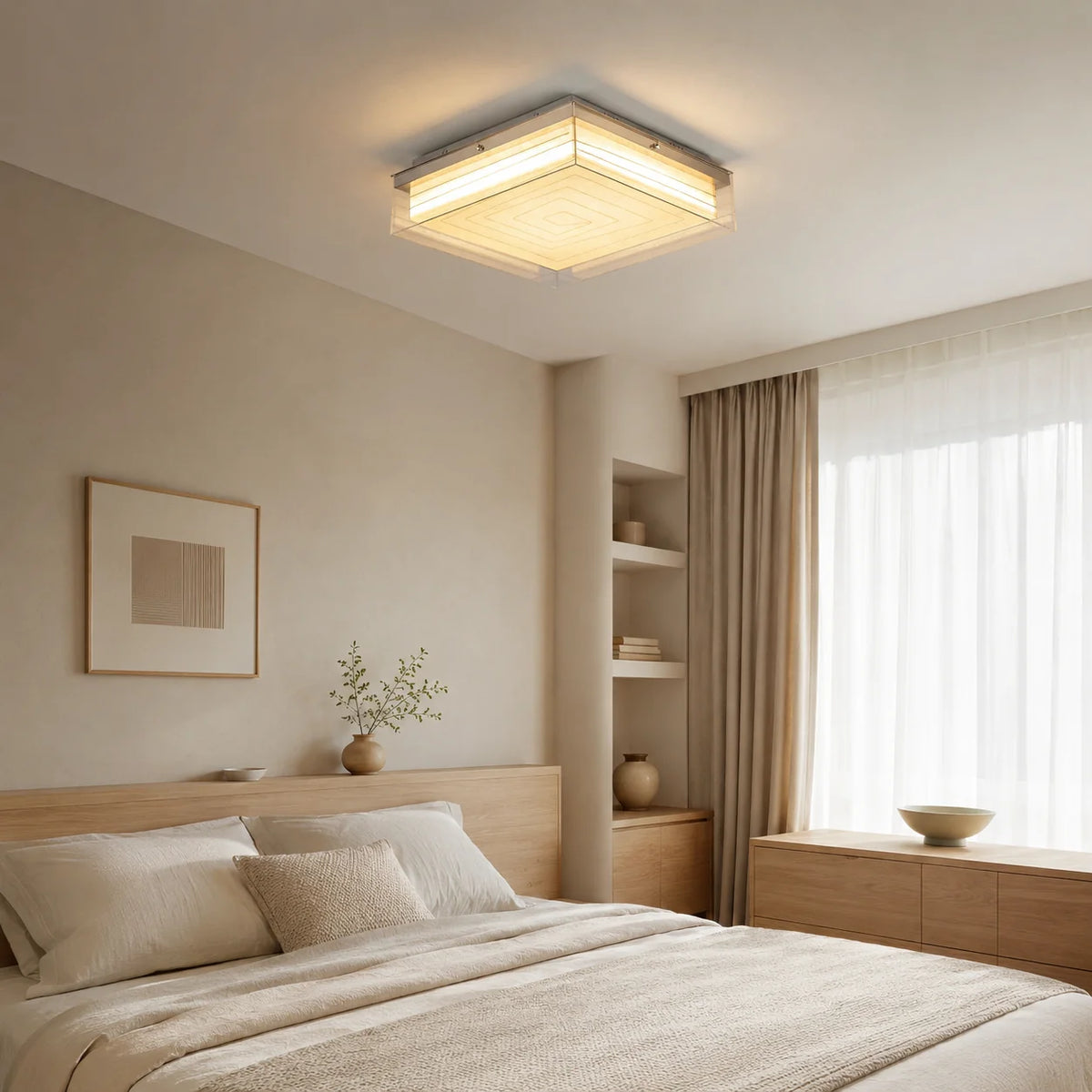 Royelux Modern Glass Cube Flush Mount Ceiling Light Fixture - Royale Basic