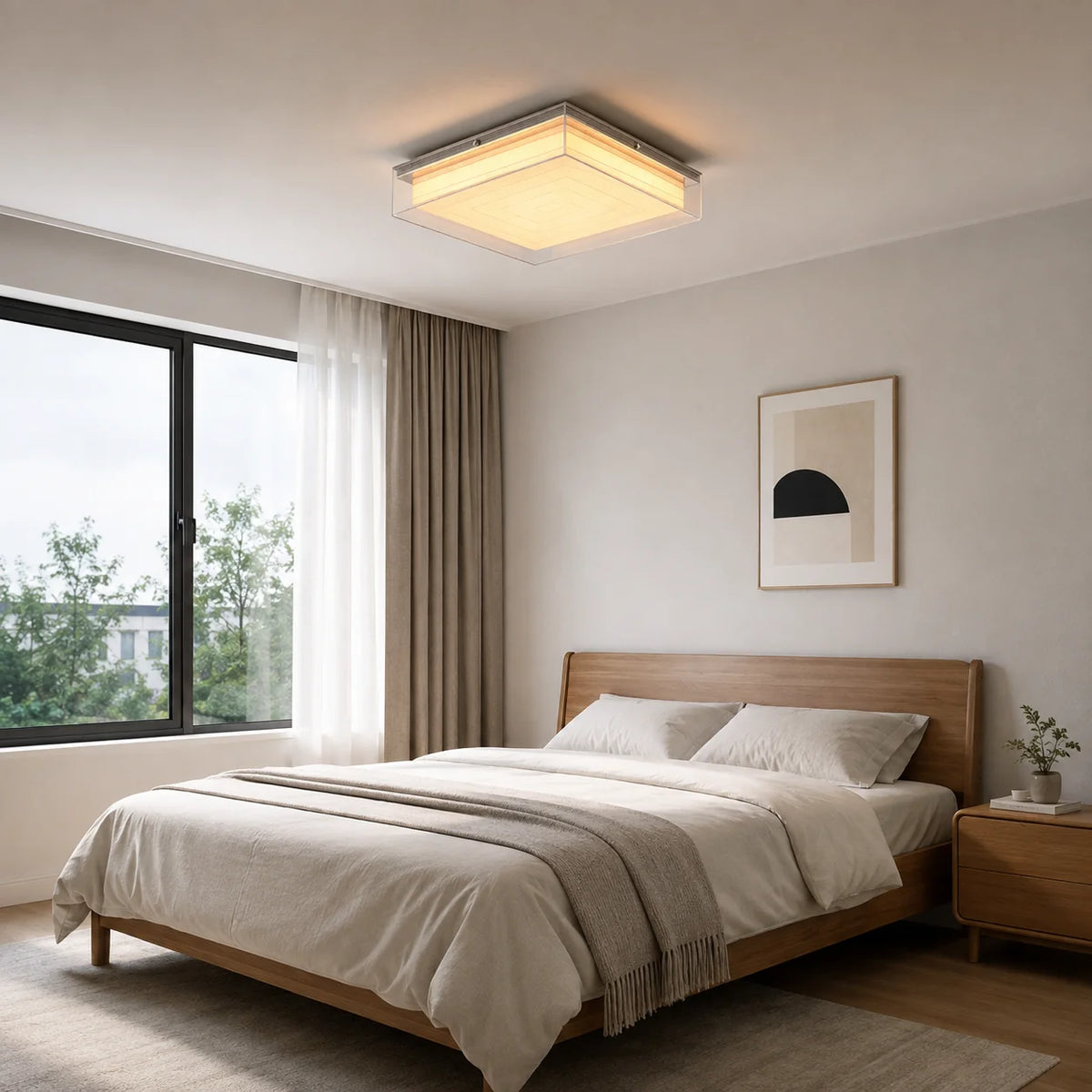 Royelux Modern Glass Cube Flush Mount Ceiling Light Fixture - Royale Basic