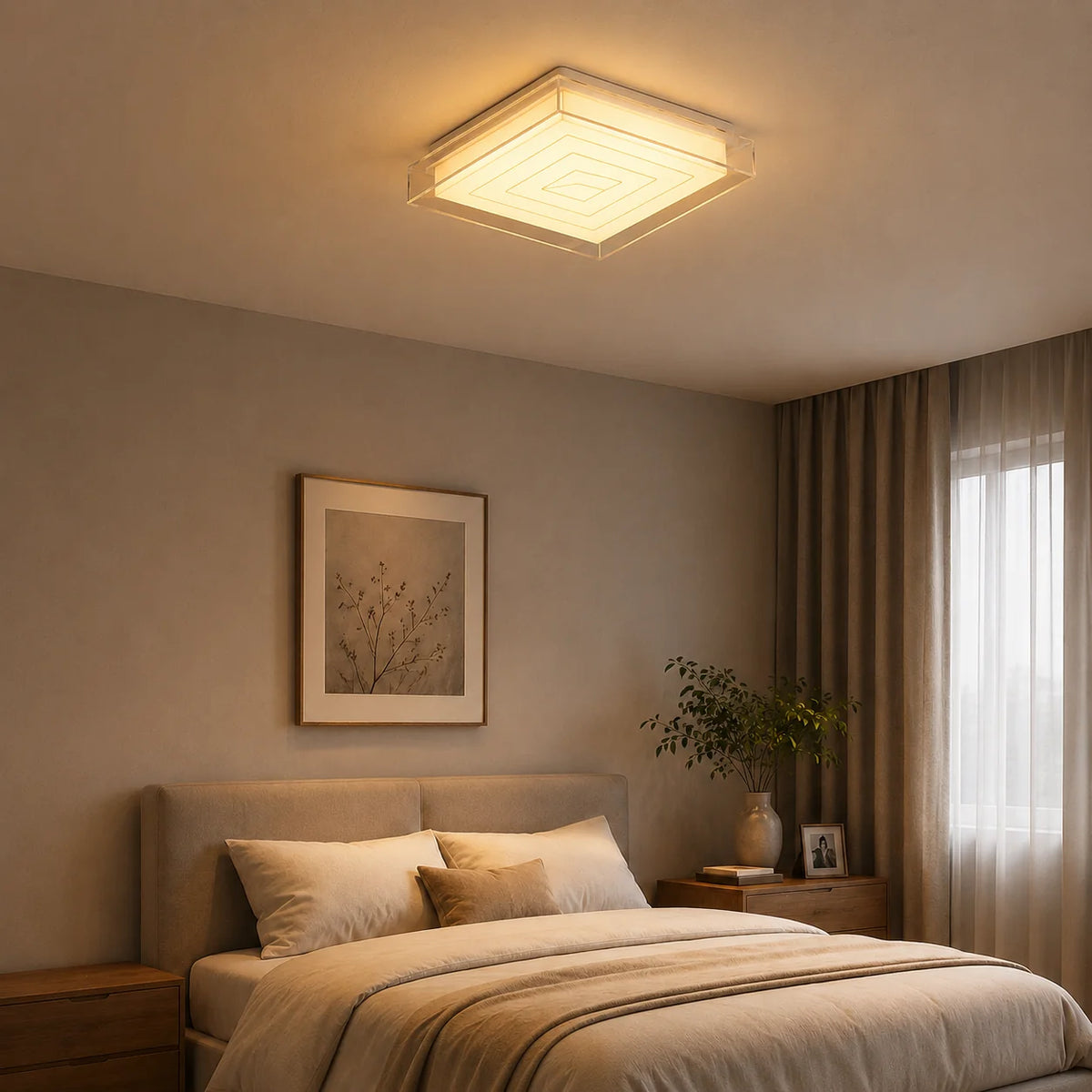 Royelux Modern Glass Cube Flush Mount Ceiling Light Fixture - Royale Basic