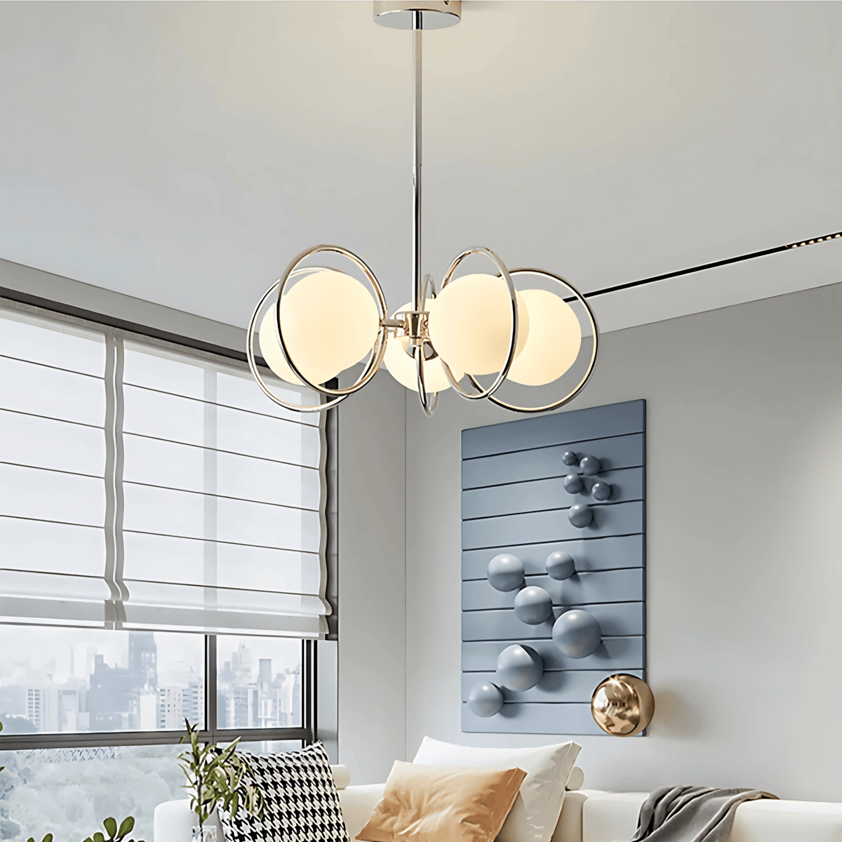 Royelux Modern Glass Globe Chandelier 3 Head Ceiling Light Fixture - Royale Basic