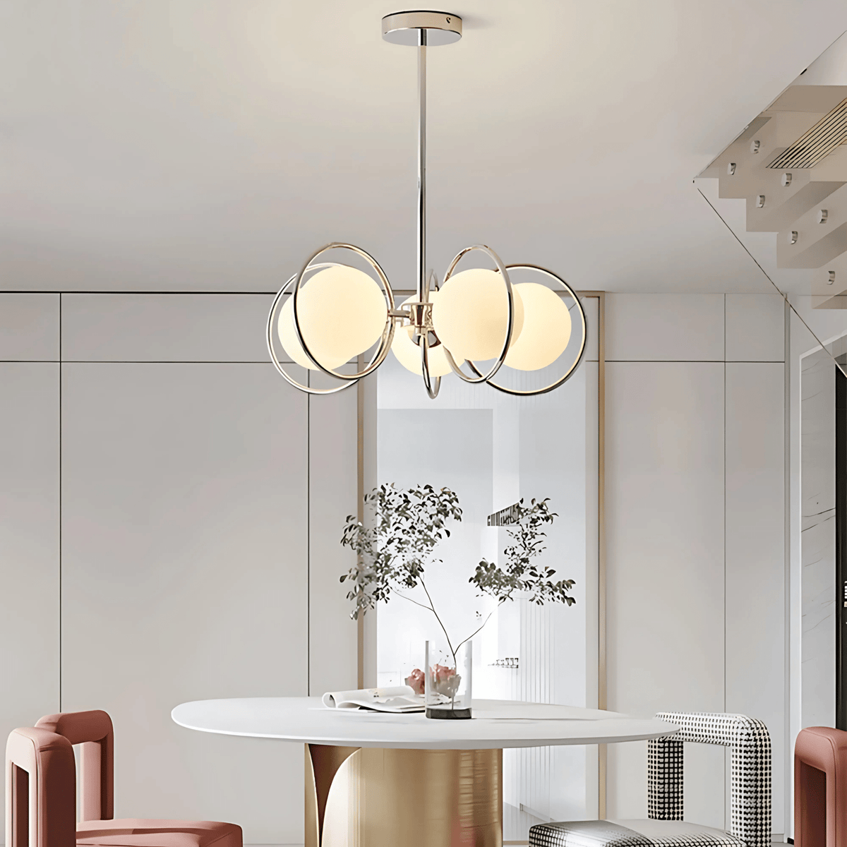 Royelux Modern Glass Globe Chandelier 3 Head Ceiling Light Fixture - Royale Basic