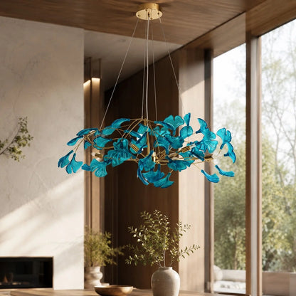 Royelux Modern LED Acrylic Ginkgo Leaf Linear Chandelier Hanging Light Fixture - Royale Basic