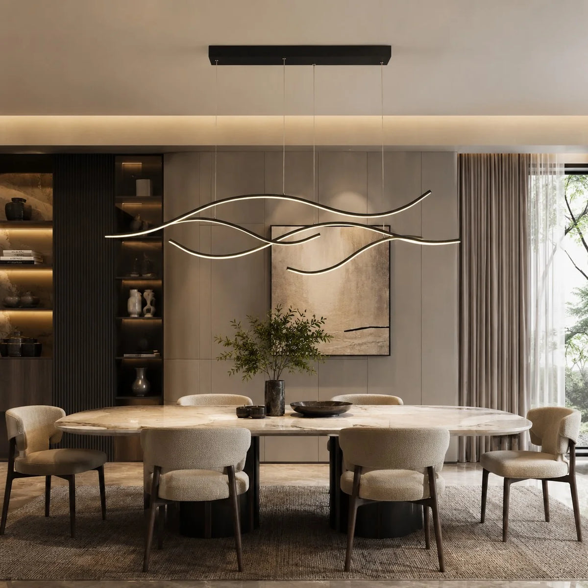 Royelux Modern LED Dimmable Pendant Light Adjustable Hanging Fixture - Royale Basic