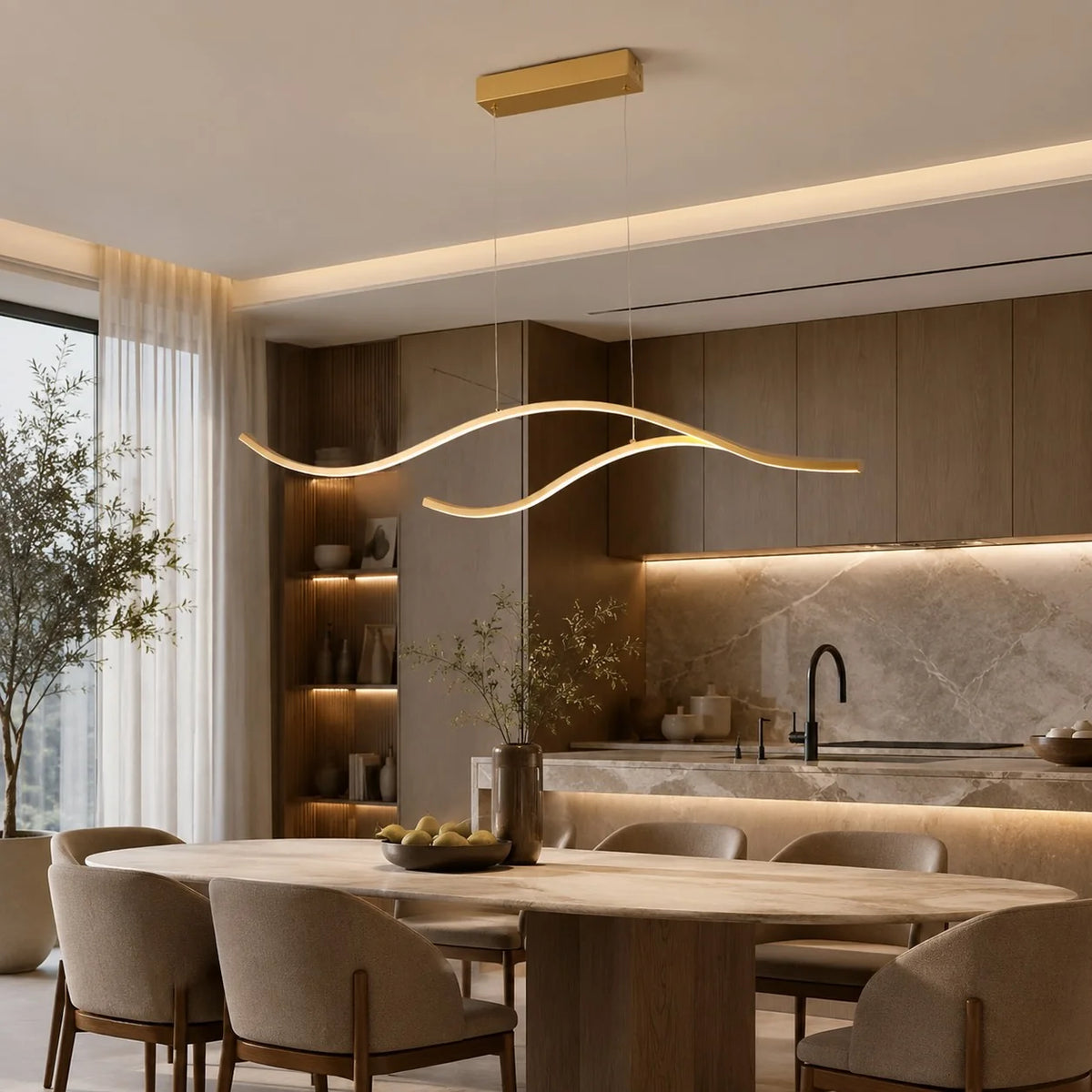 Royelux Modern LED Dimmable Pendant Light Adjustable Hanging Fixture - Royale Basic
