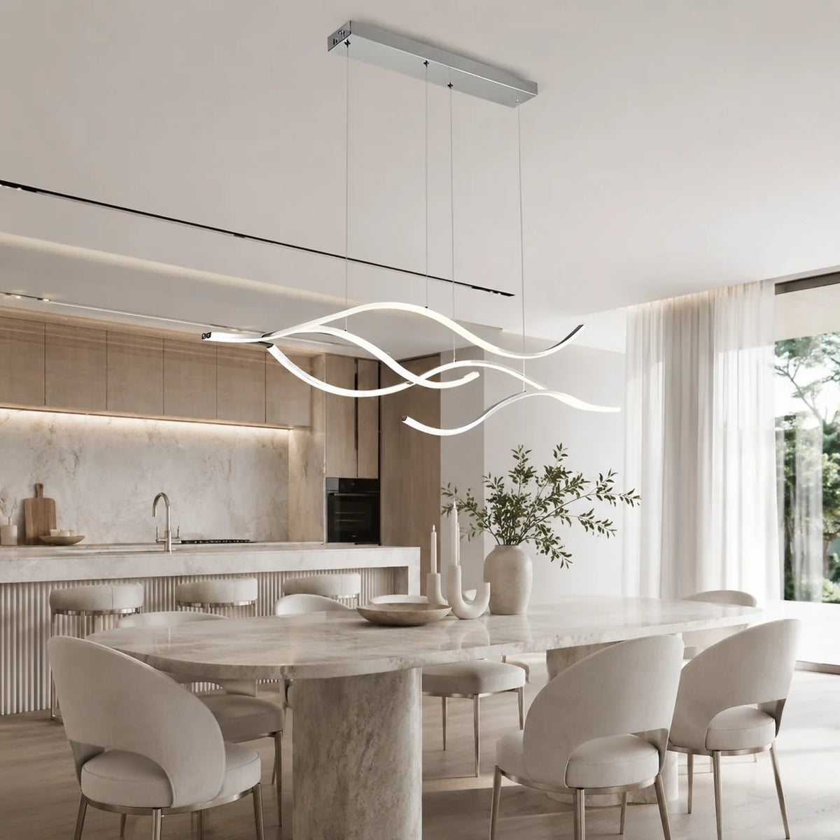 Royelux Modern LED Dimmable Pendant Light Adjustable Hanging Fixture - Royale Basic