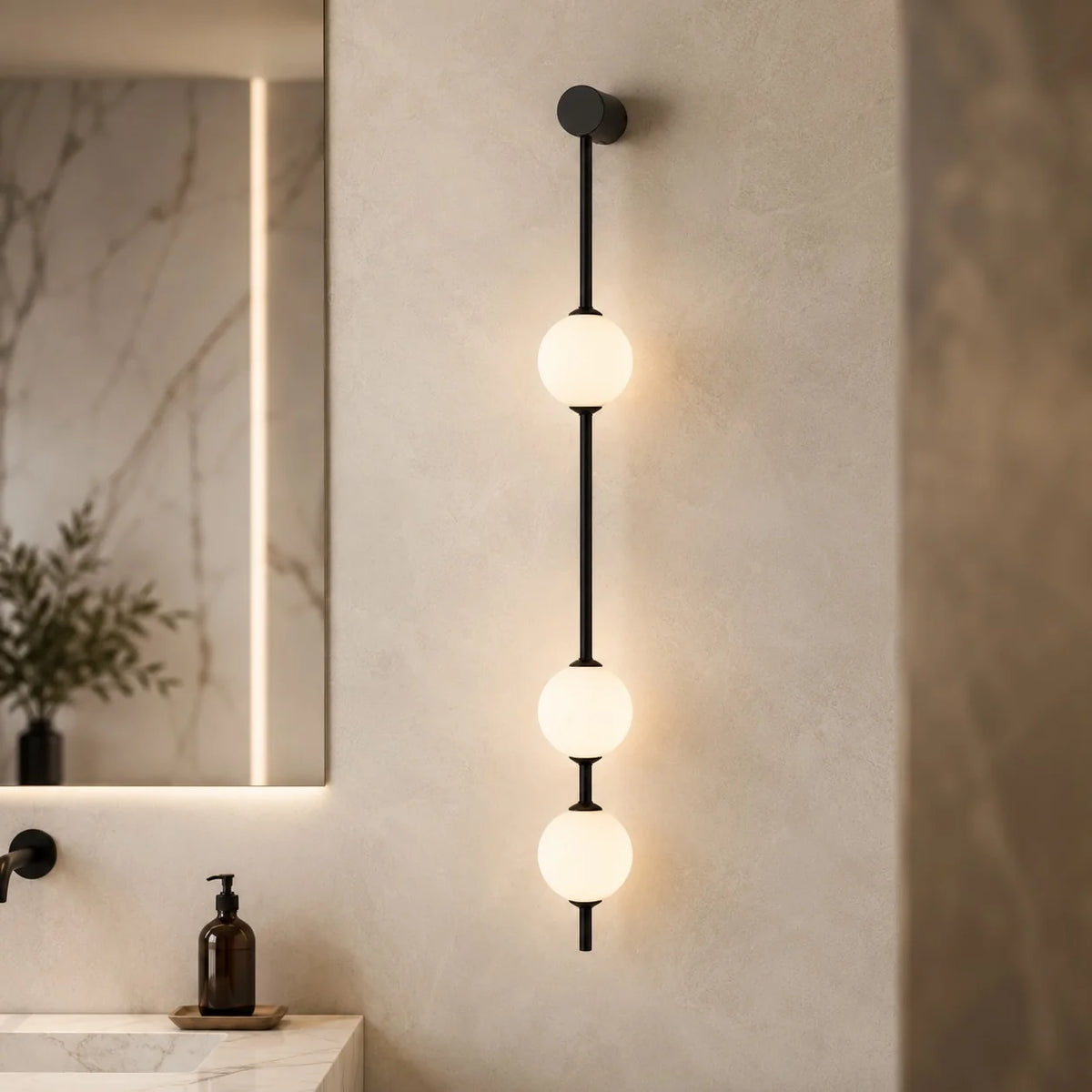 Royelux Modern LED Glass Globe Wall Sconce Three Light Fixture - Royale Basic
