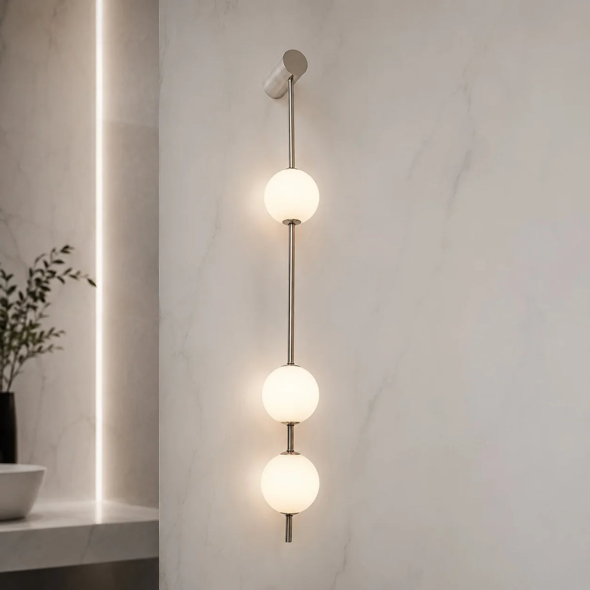 Royelux Modern LED Glass Globe Wall Sconce Three Light Fixture - Royale Basic