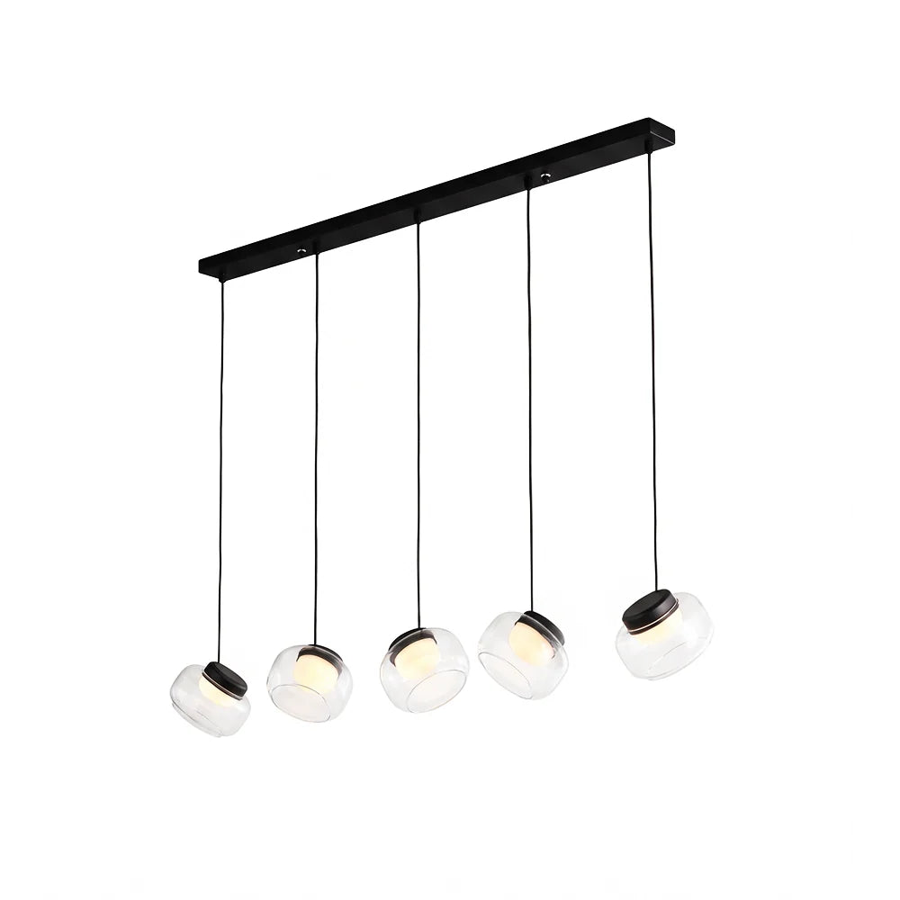 Royelux Modern Linear Chandelier Alabaster Glass Pendant Light LED Kitchen Island Fixture - Royale Basic