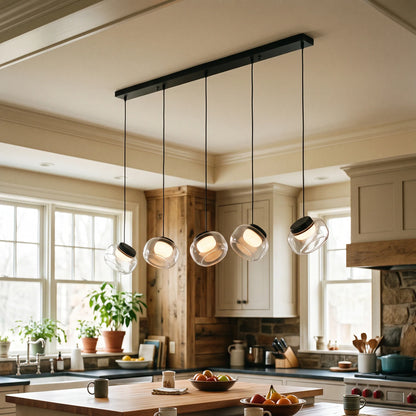 Royelux Modern Linear Chandelier Alabaster Glass Pendant Light LED Kitchen Island Fixture - Royale Basic