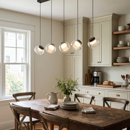 Royelux Modern Linear Chandelier Alabaster Glass Pendant Light LED Kitchen Island Fixture - Royale Basic