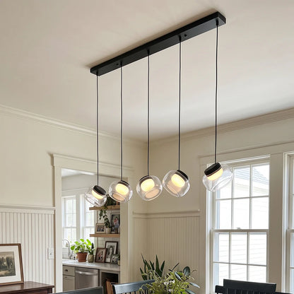 Royelux Modern Linear Chandelier Alabaster Glass Pendant Light LED Kitchen Island Fixture - Royale Basic