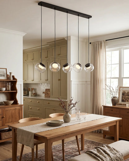 Royelux Modern Linear Chandelier Alabaster Glass Pendant Light LED Kitchen Island Fixture - Royale Basic
