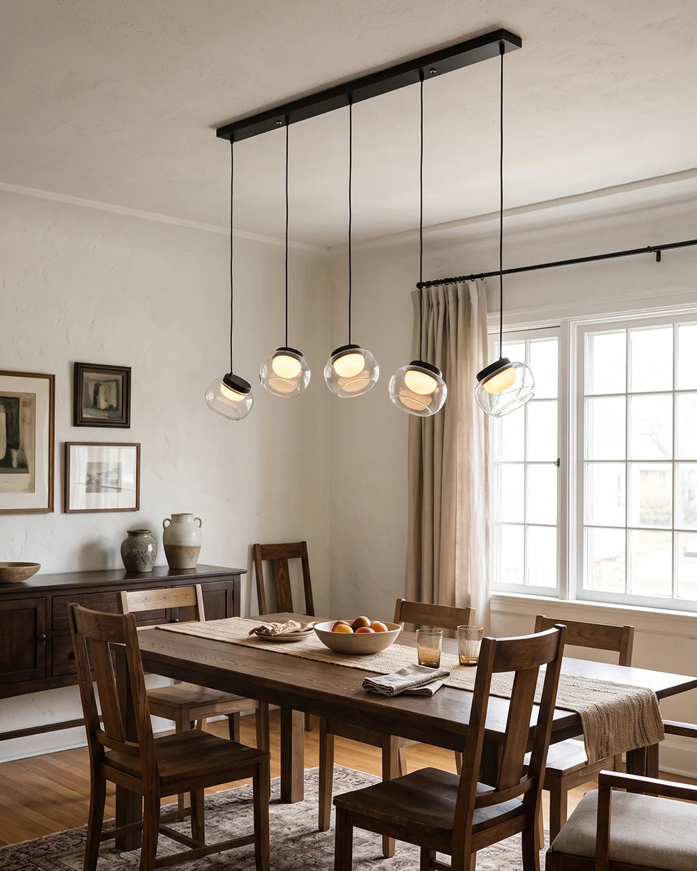 Royelux Modern Linear Chandelier Alabaster Glass Pendant Light LED Kitchen Island Fixture - Royale Basic
