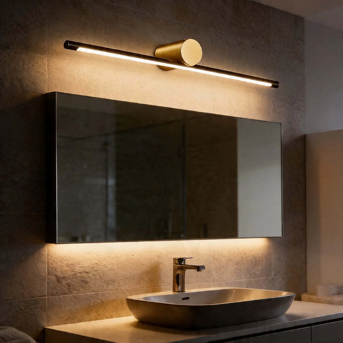Royelux Modern Linear Dimmable LED Bathroom Vanity Light Bar Copper Wall Mounted Fixture - Royale Basic