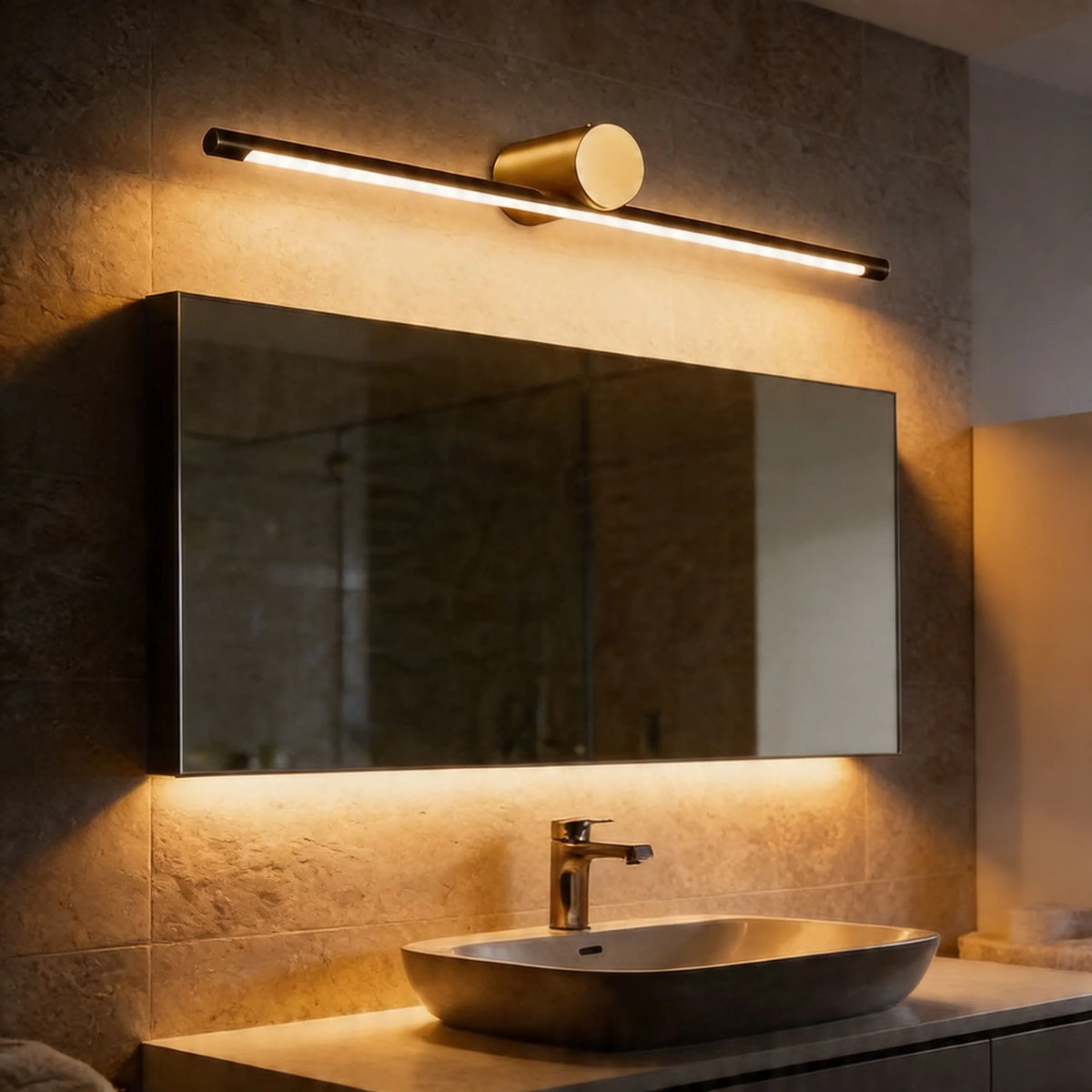 Royelux Modern Linear Dimmable LED Bathroom Vanity Light Bar Copper Wall Mounted Fixture - Royale Basic