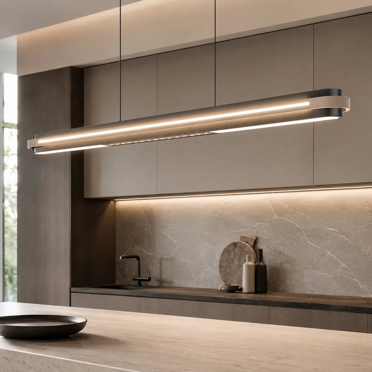Royelux Modern Linear LED Pendant Light Adjustable Island Lighting For Dining Room - Royale Basic