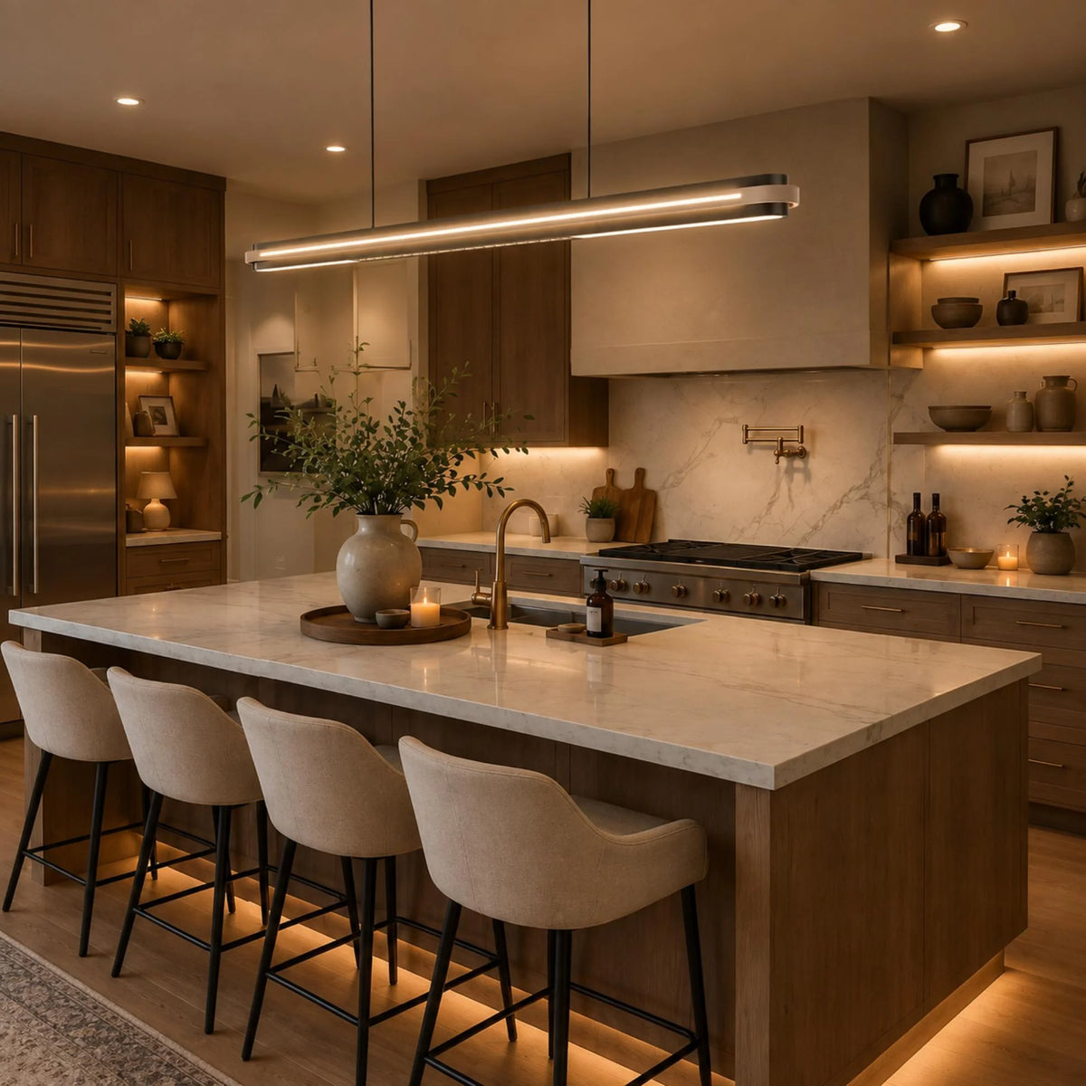 Royelux Modern Linear LED Pendant Light Adjustable Island Lighting For Dining Room - Royale Basic