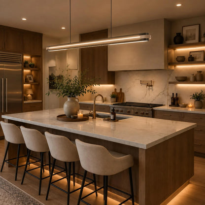 Royelux Modern Linear LED Pendant Light Adjustable Island Lighting For Dining Room - Royale Basic