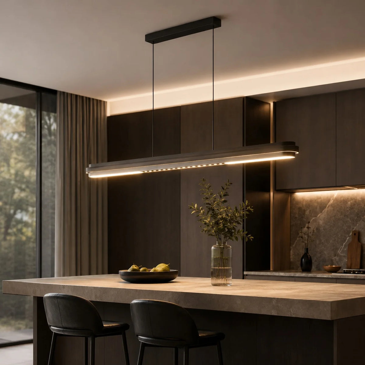 Royelux Modern Linear LED Pendant Light Adjustable Island Lighting For Dining Room - Royale Basic
