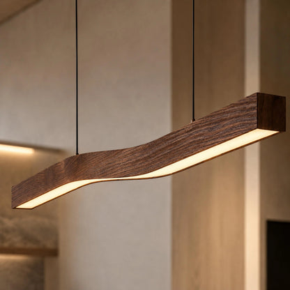 Royelux Modern Linear Wooden LED Pendant Light For Kitchen Island - Royale Basic