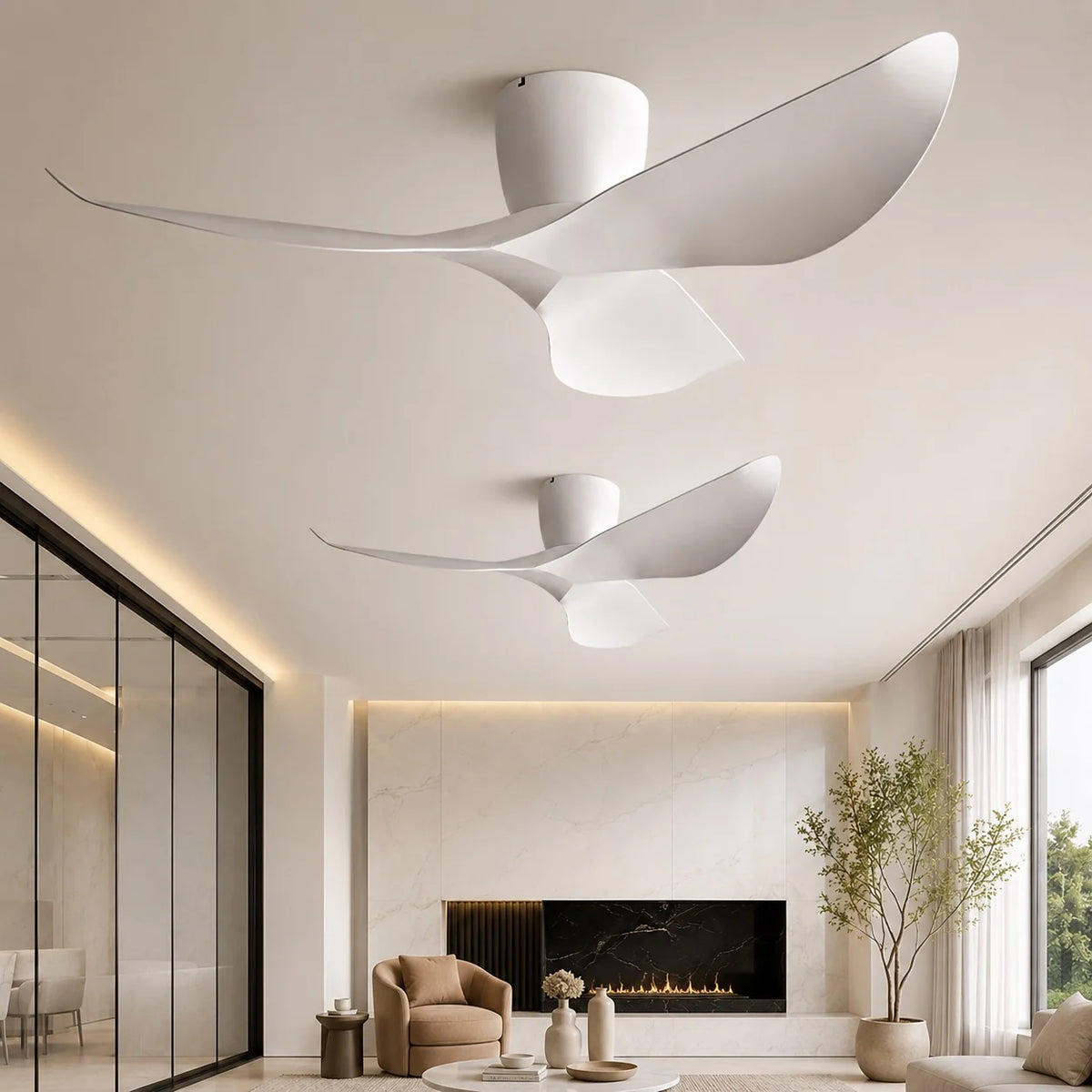 Royelux Modern Low Profile Flush Mount Ceiling Fan with Remote Control - Royale Basic