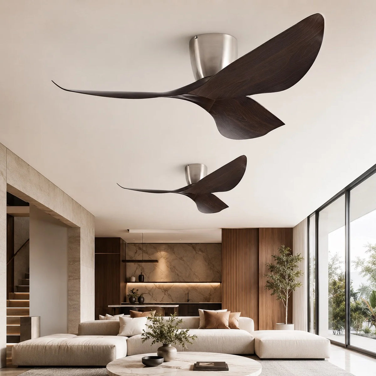 Royelux Modern Low Profile Flush Mount Ceiling Fan with Remote Control - Royale Basic