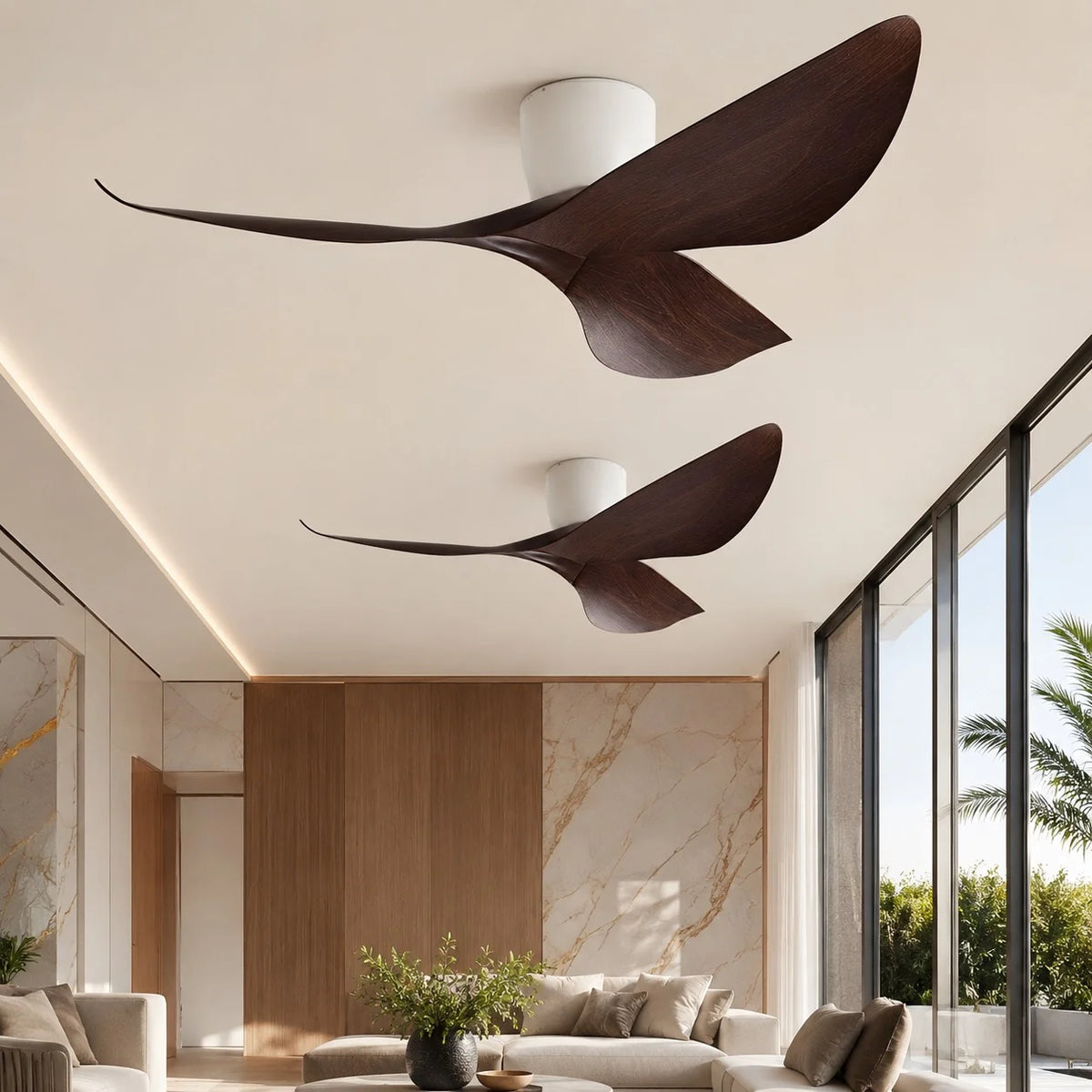 Royelux Modern Low Profile Flush Mount Ceiling Fan with Remote Control - Royale Basic