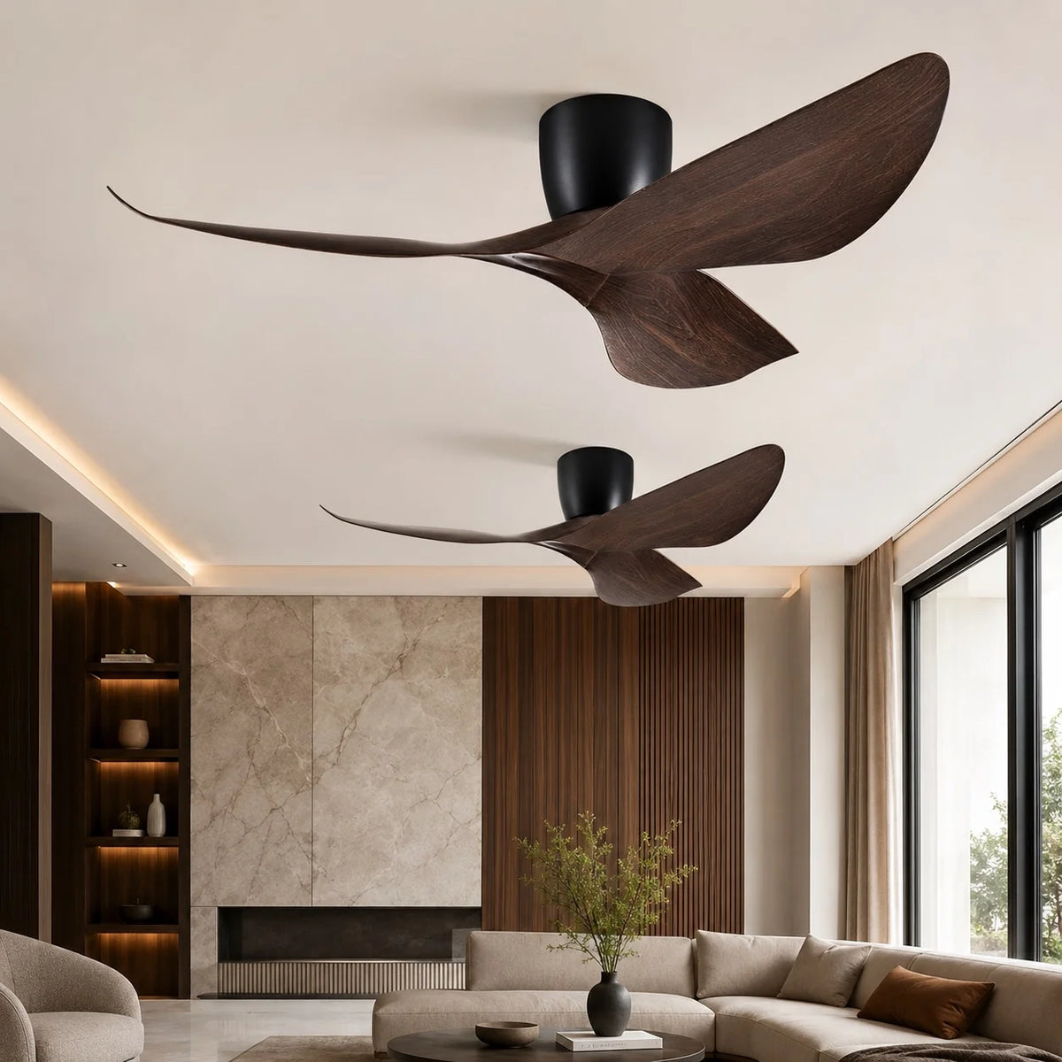 Royelux Modern Low Profile Flush Mount Ceiling Fan with Remote Control - Royale Basic