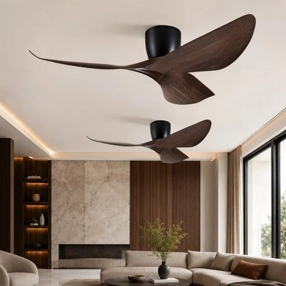 Royelux Modern Low Profile Flush Mount Ceiling Fan with Remote Control - Royale Basic
