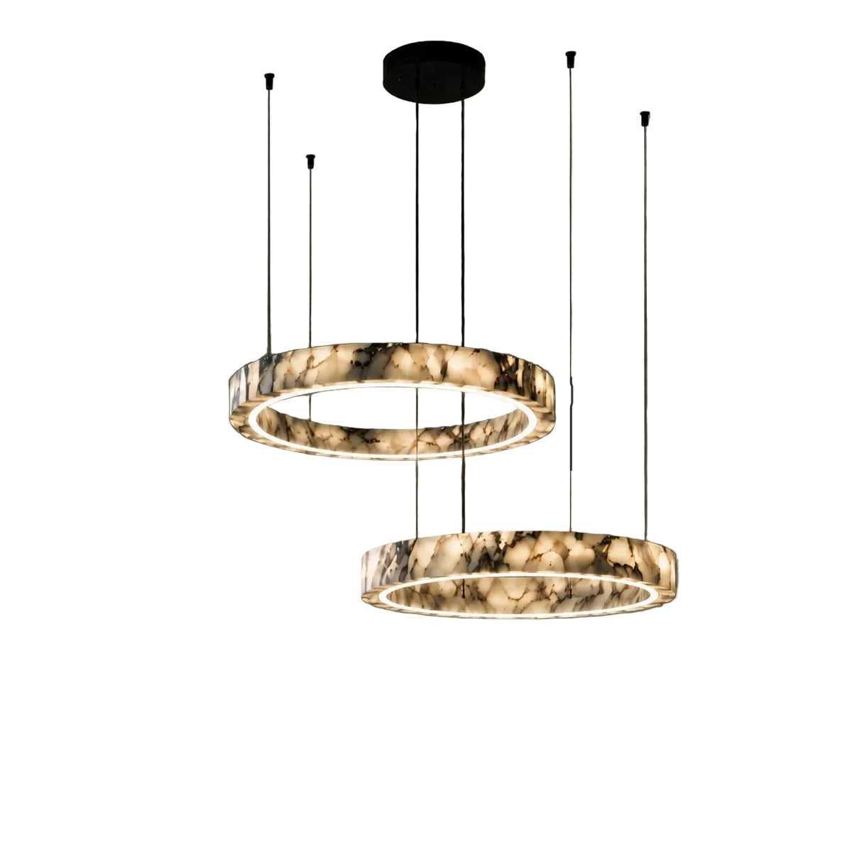 Royelux Modern Marble LED Ring Chandelier Adjustable Pendant Light - Royale Basic