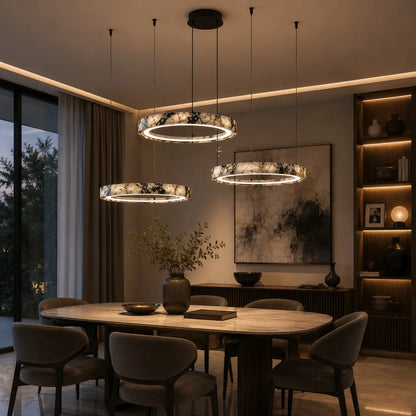 Royelux Modern Marble LED Ring Chandelier Adjustable Pendant Light - Royale Basic