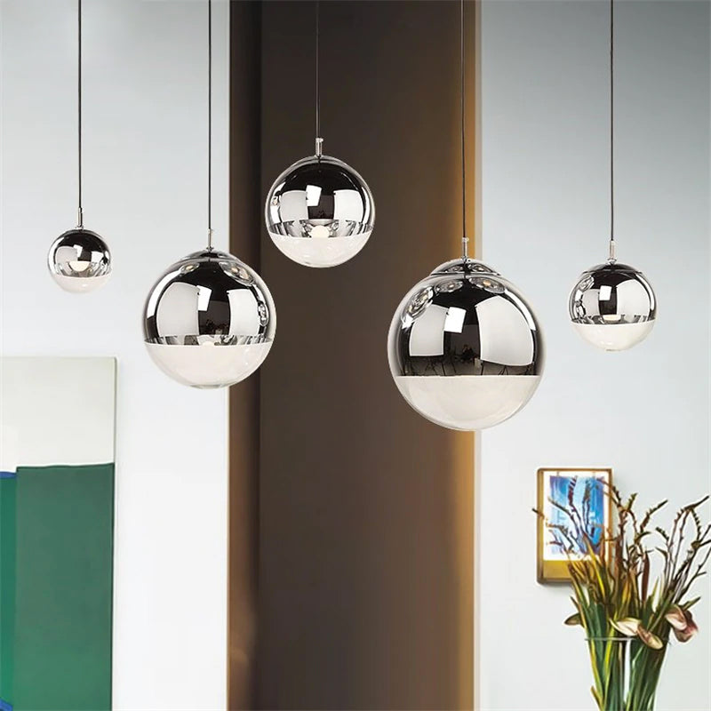Royelux Modern Silver Glass Globe Pendant Light Cluster For Dining Room - Royale Basic