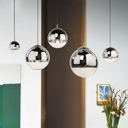Royelux Modern Silver Glass Globe Pendant Light Cluster For Dining Room - Royale Basic
