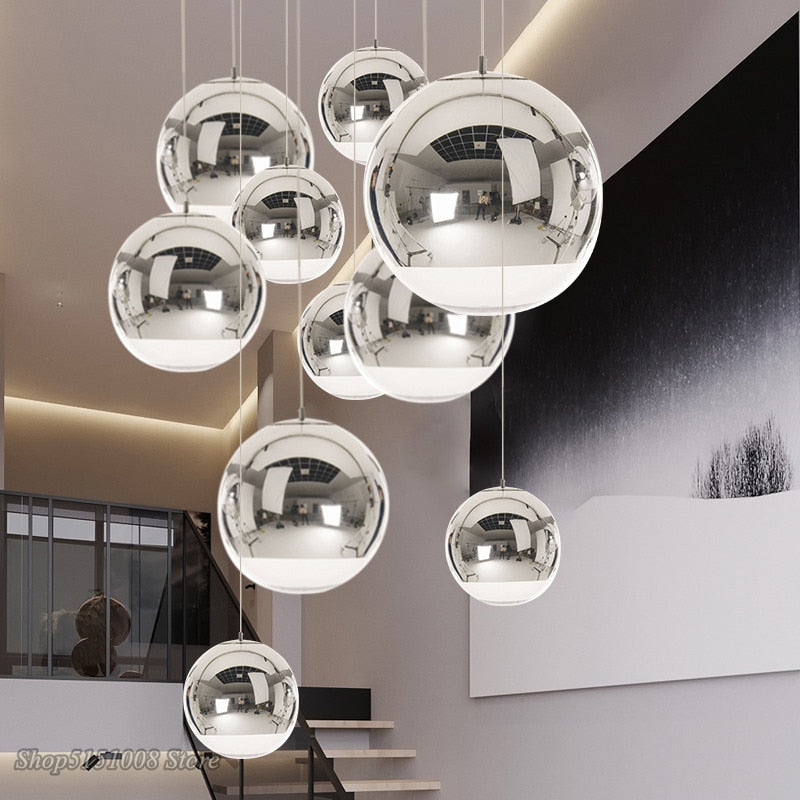 Royelux Modern Silver Glass Globe Pendant Light Cluster For Dining Room - Royale Basic