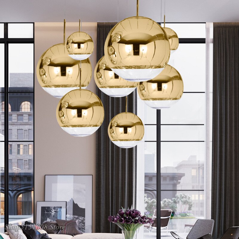 Royelux Modern Silver Glass Globe Pendant Light Cluster For Dining Room - Royale Basic
